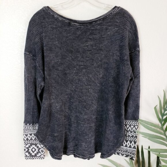 American Able Boho Chic Long Sleeve Knit Ethnic Cuff Thermal Top size M Western - Picture 4 of 14